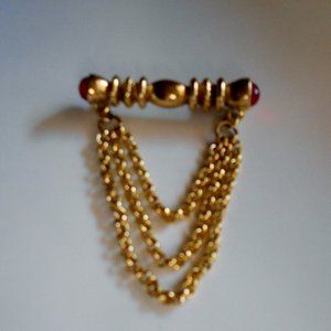 Vintage Double Ruby End Cabs Collar Chatelaine